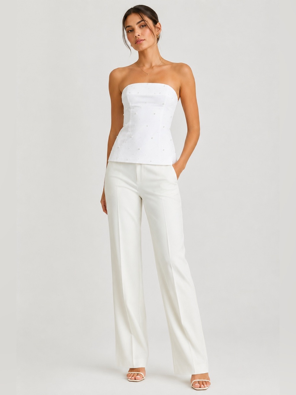 Generation Love Patrice Pearl Strapless Poplin Top White XS NWT
